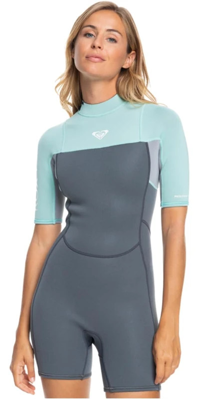 Roxy Back Zip Short Sleeves Springsuit 2/2 PROLOGUE WOMEN BZ SS SP FL Young Womens Green 2