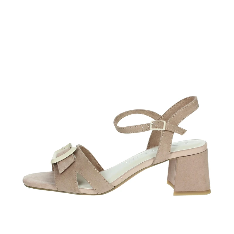 MARCO TOZZI Women's Comfortable Buckle Heel Sandals, Nude Comb, 8.5 UK