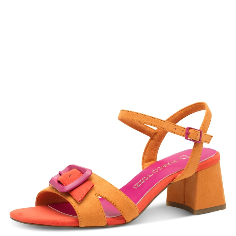MARCO TOZZI Women's Comfortable Buckle Heel Sandals, Mango Comb, 9 UK