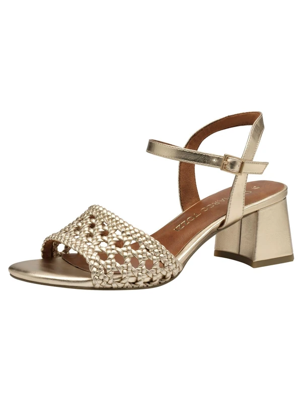 MARCO TOZZI Women's Sandal Soft Feel Me Footbed Soft Lining Vegan Timeless, Metallic (Gold), 8.5 UK