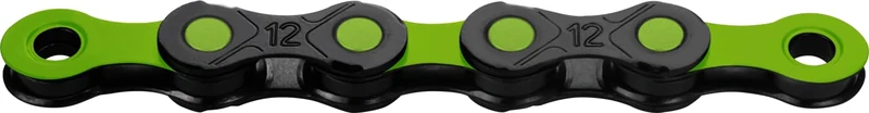 KMC DLC12 Waxed 12 Speed Chain, Black/Apple Green, 126 Link