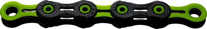 KMC DLC11 Waxed 11 Speed Chain, Black/Apple Green, 118 Link