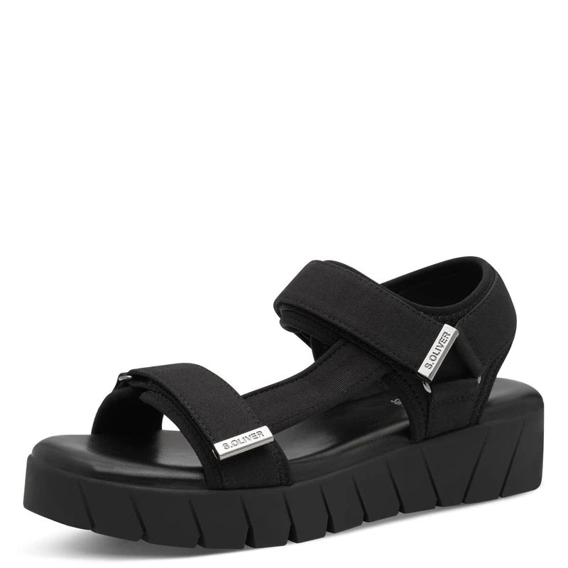 s.Oliver Women's 5-28706-44 Flat Sandals, black, 6 UK