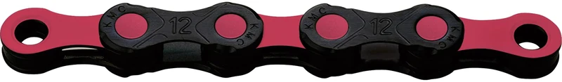 KMC DLC12 Waxed 12 Speed Chain, Black/Pink, 126 Link