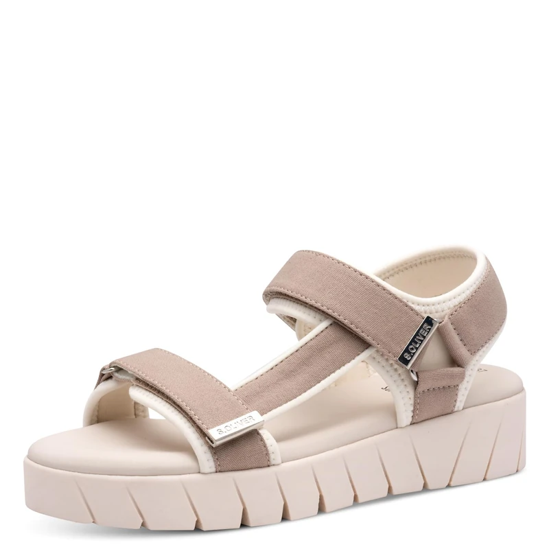 s.Oliver Women's Flat Sandals with Platform, taupe, 7 UK