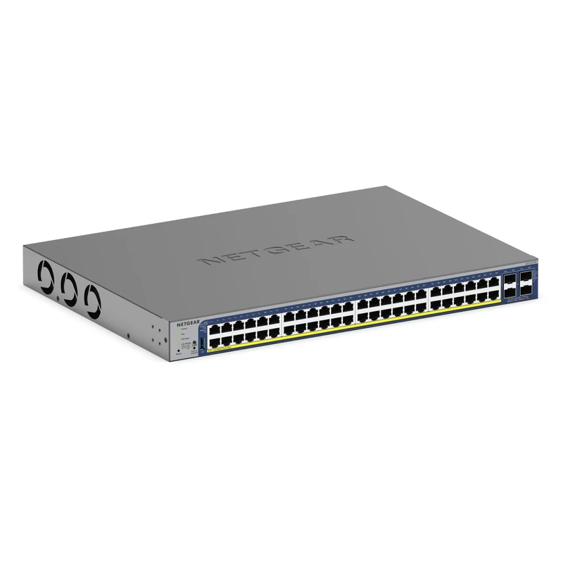 NETGEAR 52-Port PoE Gigabit/10G Stackable Smart Switch (GS752TXP) - Managed, with 48 x PoE+ @ 390W, 2 x 10G Copper and 2 x 10G SFP+, Desktop or Rackmount, and Limited Lifetime Protection