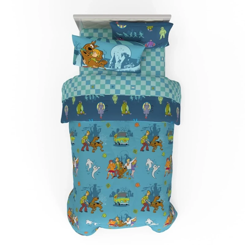 Franco Comforter and Sheet Set, Microfiber, Scooby Doo, 5 Piece Twin Size