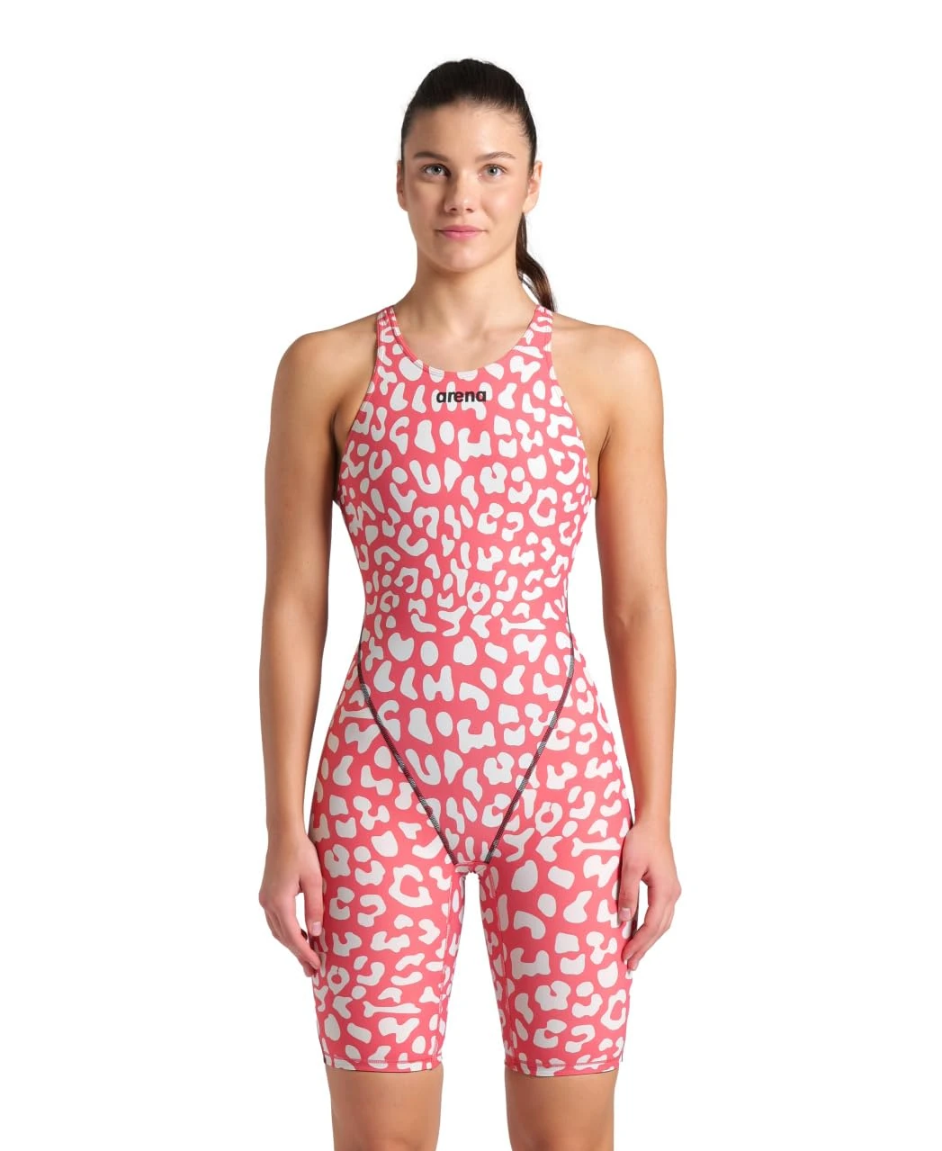 ARENA Women's Standard Racing Suit Powerskin ST Next, Leopard Skin Geranium