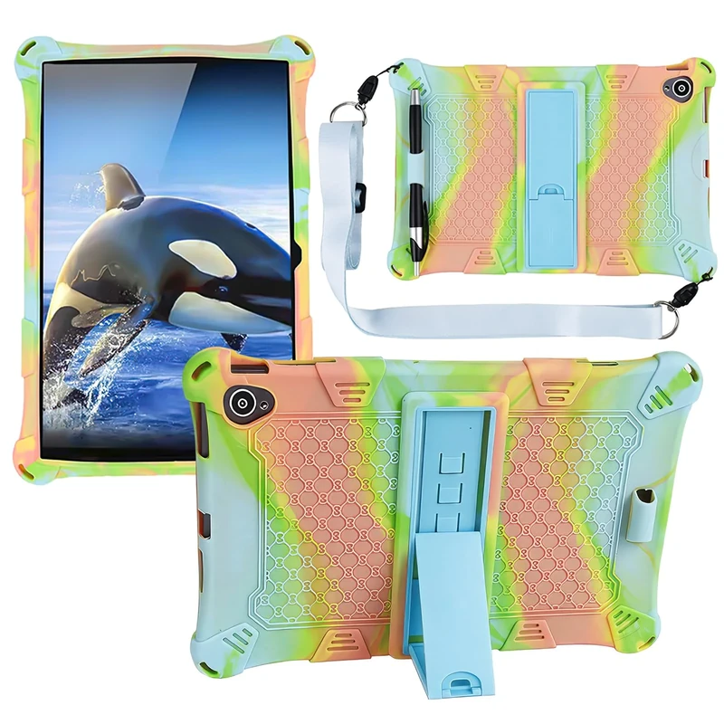 Hybrid Case, Universal Silicone Case for 10.1 inch tablet, Colorful Purple Case for P30HDM40 SE with Pen Shoulder Strap