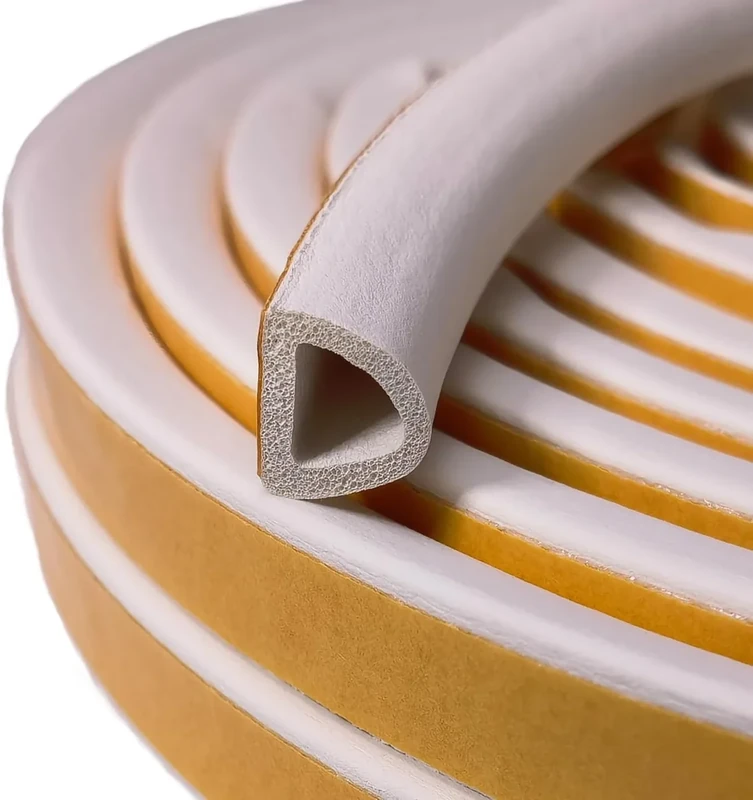 Weather Stripping Tape, Doors Windows Draught Excluder Self-Adhesive Anti-Collision Rubber D Type Foam Sealing Tape, Rubber Sound Insulation for Door Window Draught Stopper (White, Total 6M)