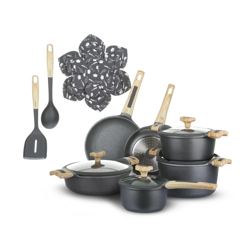 KASANOVA Evolution Nonstick Pan Set for Induction - Suitable for Induction and All Types of Hobs. (15 Pieces)