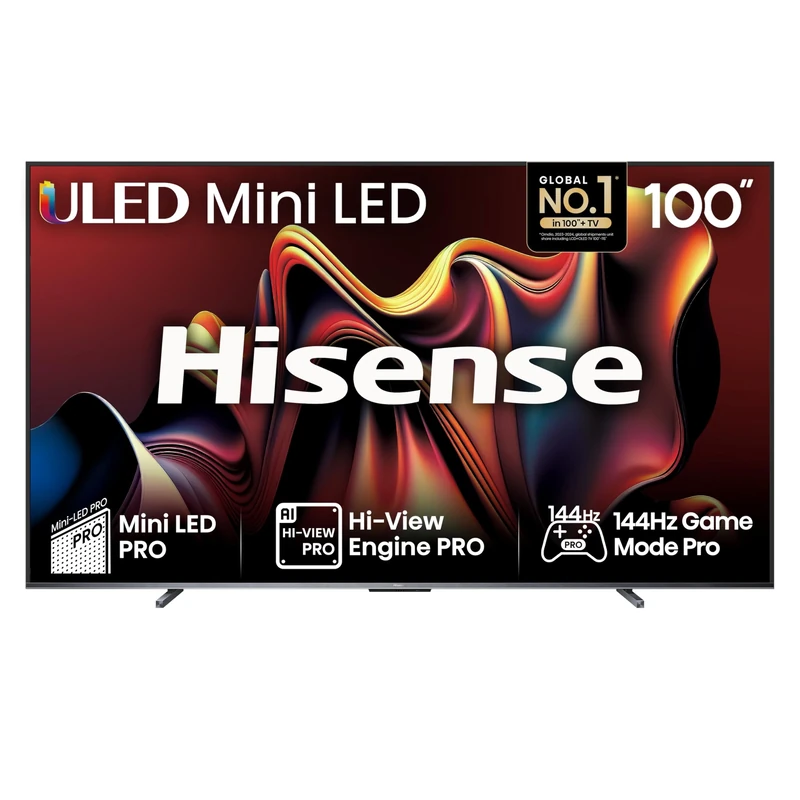 Hisense 100 Inch 144Hz Mini-LED Smart TV 100U7NQTUK - Quantum Dot Colour, Dolby Vision IQ & Atmos, iMax Enhanced, Built-in Subwoofer and Vidaa OS with Freely, Youtube, Netflix and Disney+ (2024 Model)