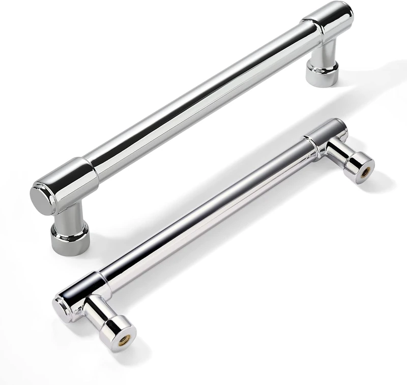khtumeware 20 Pack Polished Chrome Cabinet Handles 3" Hole Center Solid Drawer Handles Dresser Handles Cabinet Hardware