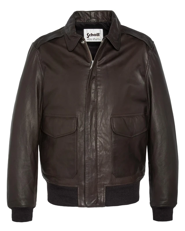 Schott NYC Men's Lcflyvint Jacket, Brown, M
