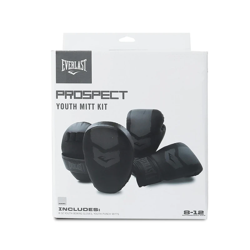 Everlast Unisex Youth Prospect Boxing Mittens & Gloves Starter Kit Black/Grey One Size