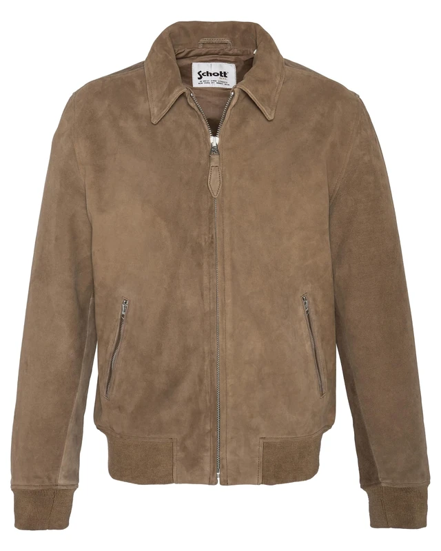 Schott NYC Men's Lcyaless Jacket, Dark Beige, L