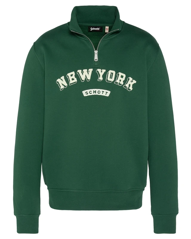 Schott NYC Swcolby Unisex Sweatshirt, Green, S