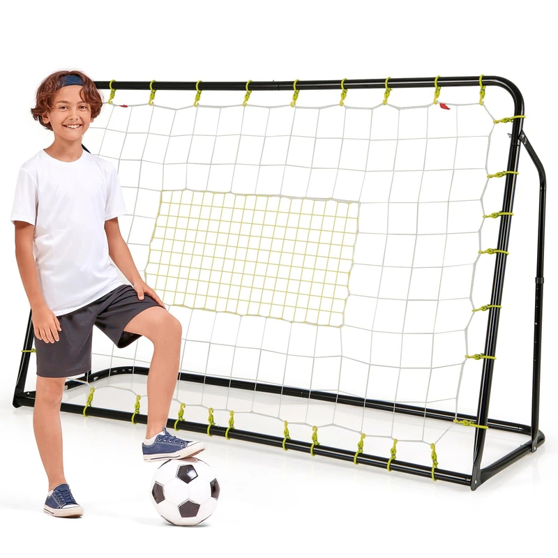 GYMAX 2 in 1 Football Rebounder Net, 6FT x 4FT Soccer Trainer Equipment