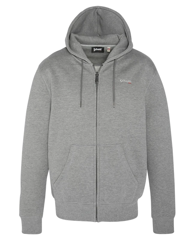 SWCASUAL3 Hooded Sweatshirt with Zip Embroidery Schott, grey, XS
