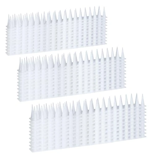 KOKMEYA Bird Spikes, 33FT Outdoor Bird Deterrent Spikes Device for Birds Pigeon Woodpecker Squirrel Raccoon Cat, Plastic Bird Deterrent for Outside, Patio, Roof, Sill, Fascia (Clear, 30Pcs)