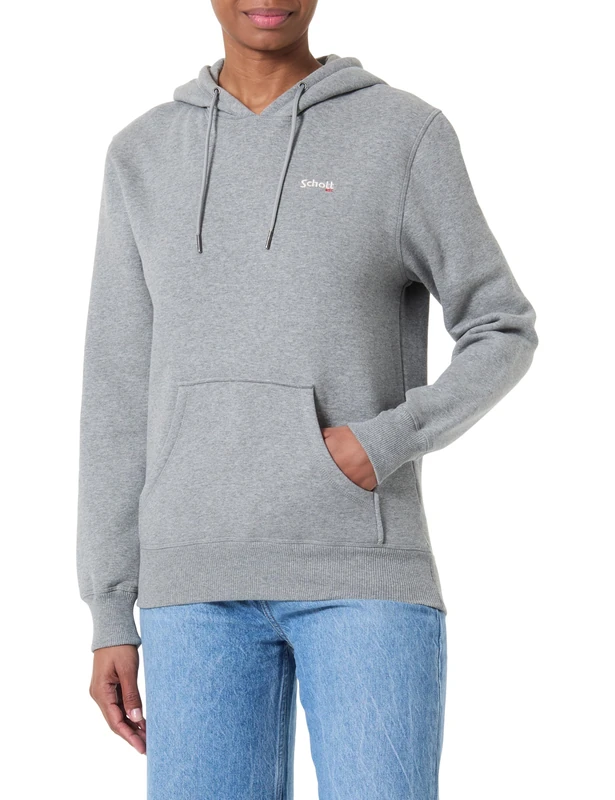 Schott NYC Swcasual2 Hooded Sweatshirt, Grey, XS - Image 1