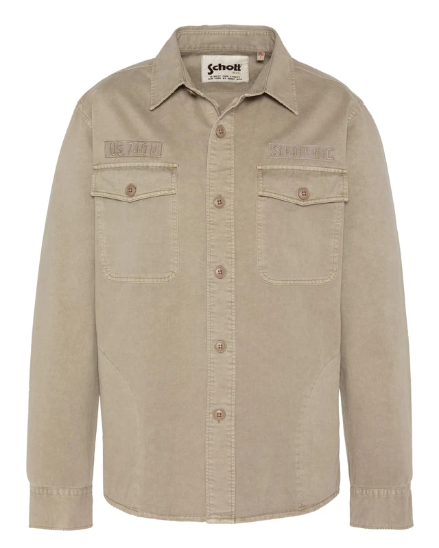 Schott NYC Men's Shstantonml Shirt, Brown, L