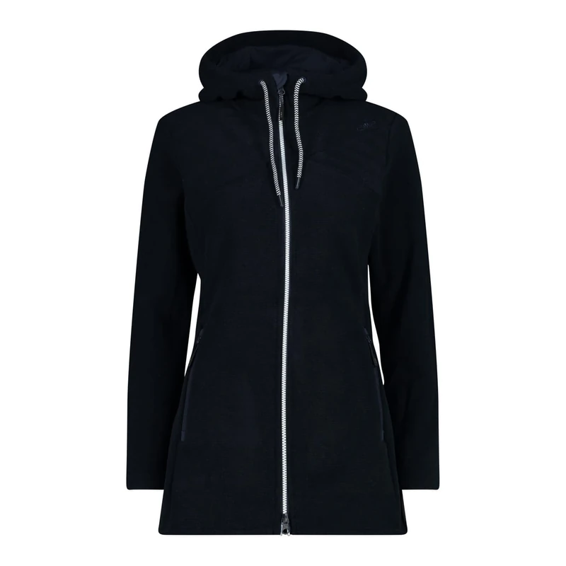 CMP Women's Giacca Da Donna in Pile Knit Tech Con Cappuccio Fisso Jacket, Black Blue, 44 - Image 1