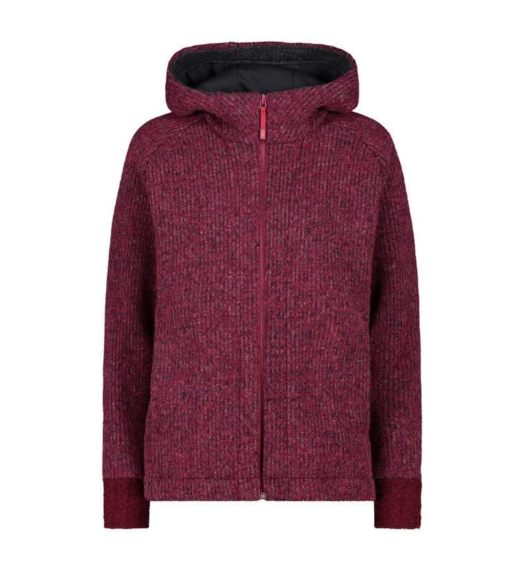CMP Women's Giacca Da Donna in Wooltech Con Cappuccio Fisso Jacket, Cherry Mel, 50