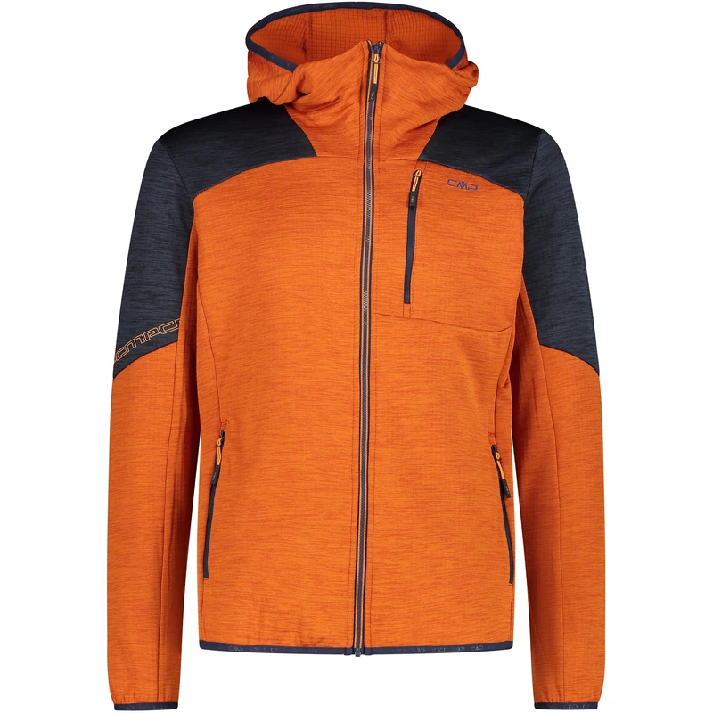 CMP - Men's Grid Tech Fleece Jacket with Fixed Hood, Jaffa Mel., 56 - Image 1