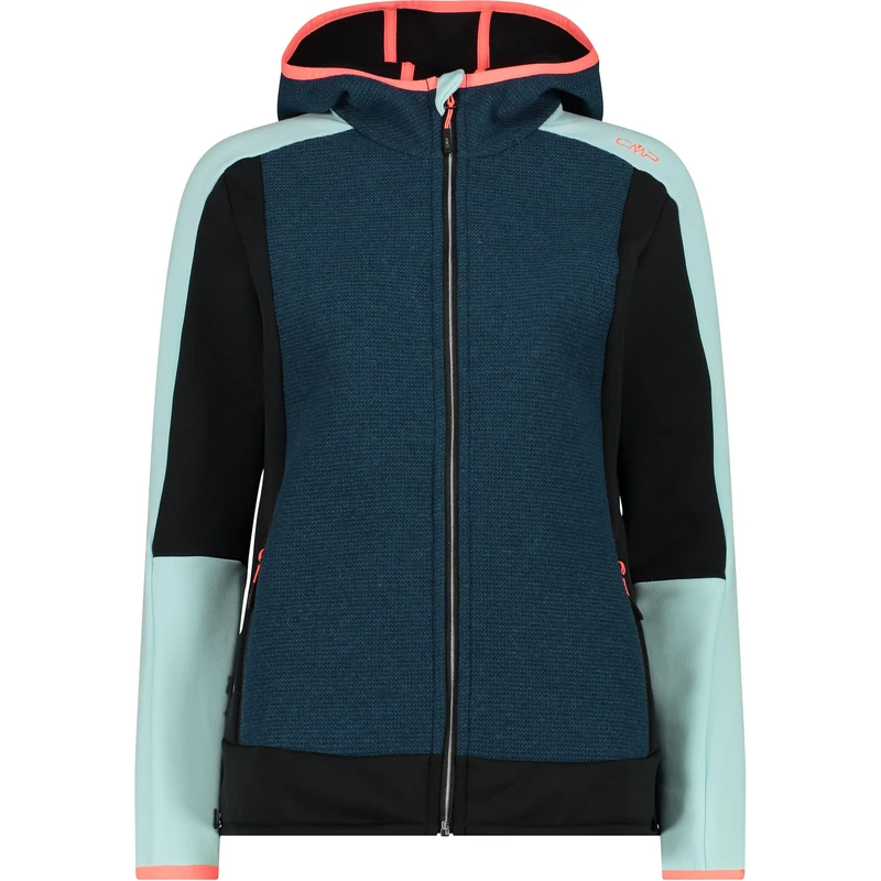 CMP Women's Giacca Da Donna in Wooltech Con Cappuccio Fisso Jacket, Green, 46