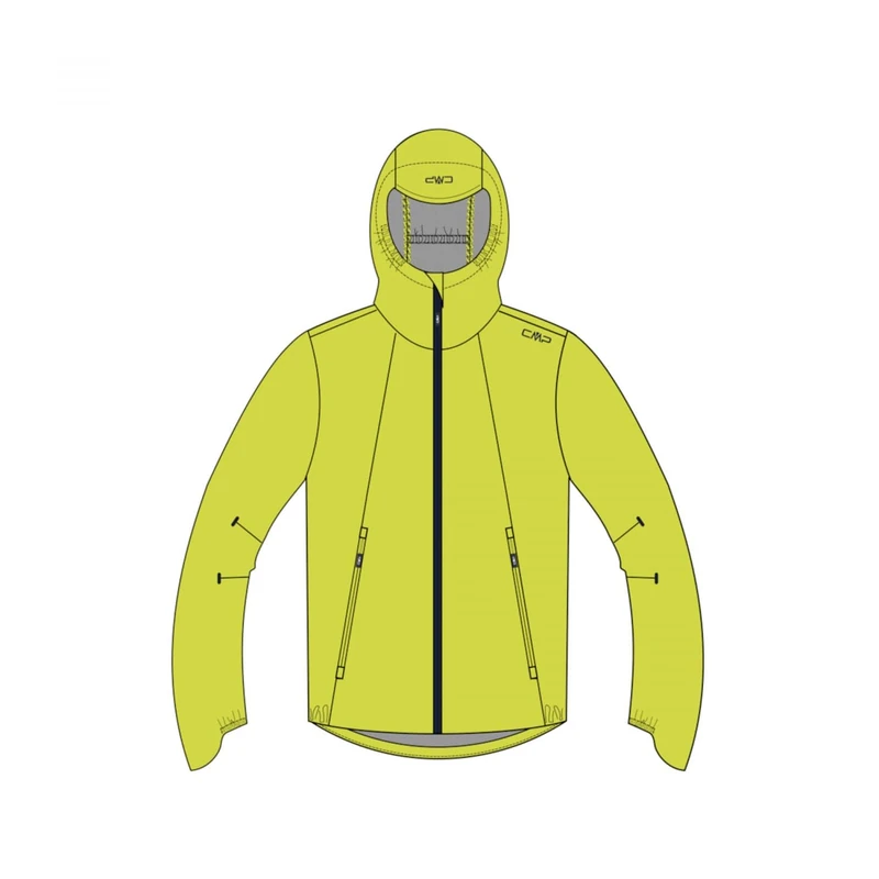 CMP - Men's 2-layer jacket with fixed hood, Lime, 54