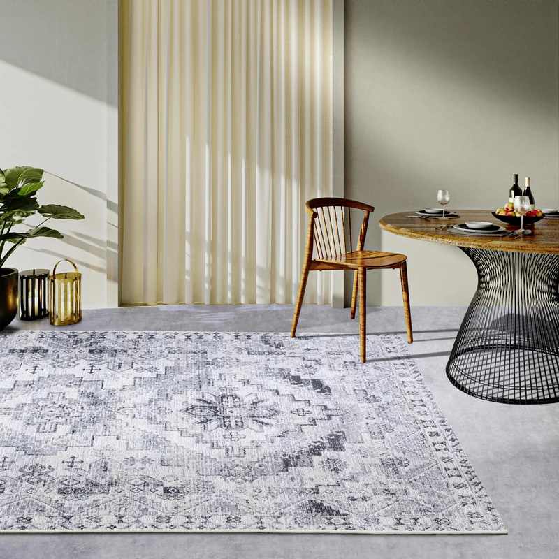 Villeroy & Boch Esther Indoor and Outdoor Rug Oriental - Oriental Flat Weave, Classic Design Vintage, Oeko-Tex Weatherproof & UV-Resistant for Balcony, Patio, Garden - Cream Grey, 120 x 180 cm