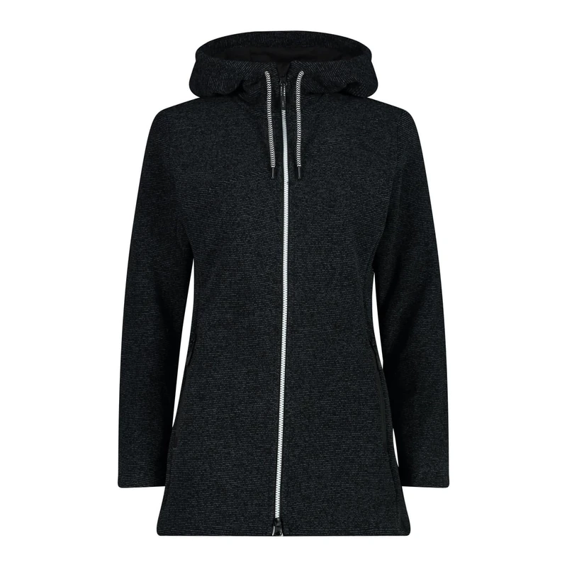 CMP Women's Giacca Da Donna in Pile Knit Tech Con Cappuccio Fisso Jacket, Black, 42