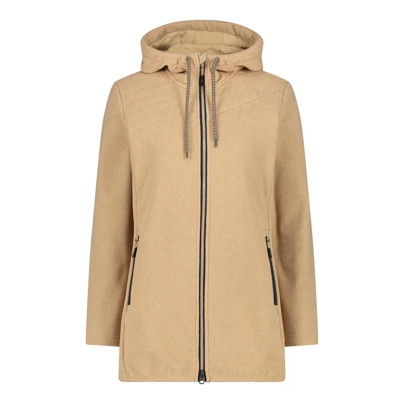 CMP Women's Giacca Da Donna in Pile Knit Tech Con Cappuccio Fisso Jacket, Sesame, 48