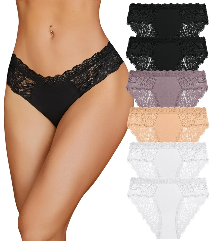 READY TO LOVE Lace Knickers Multipack Cotton Underwear Sexy Pants Ladies Briefs Soft Women's Knickers Panties Pack of 6