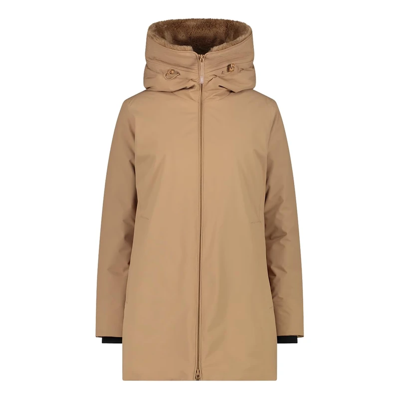 CMP Women's Parka Da Donna Con Cappuccio Fisso Jacket, Malt, 52