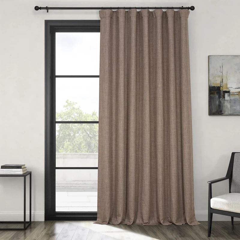 HPD Half Price Drapes Faux Linen Extra Wide Room Darkening Curtains for Bedroom 108 Inches Long (1 Panel), 100W x 108L Curtains for Living Room Home Decor, Dutch Cocoa