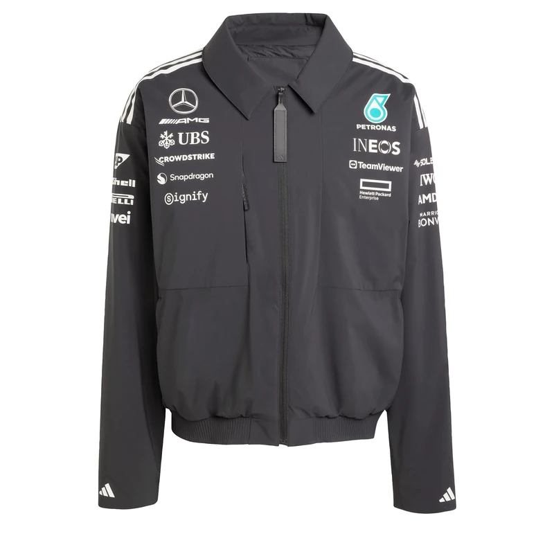 adidas Men's MERCEDES - AMG PETRONAS FORMULA ONE TEAM TEAM JACKET MEN, Black/White, L