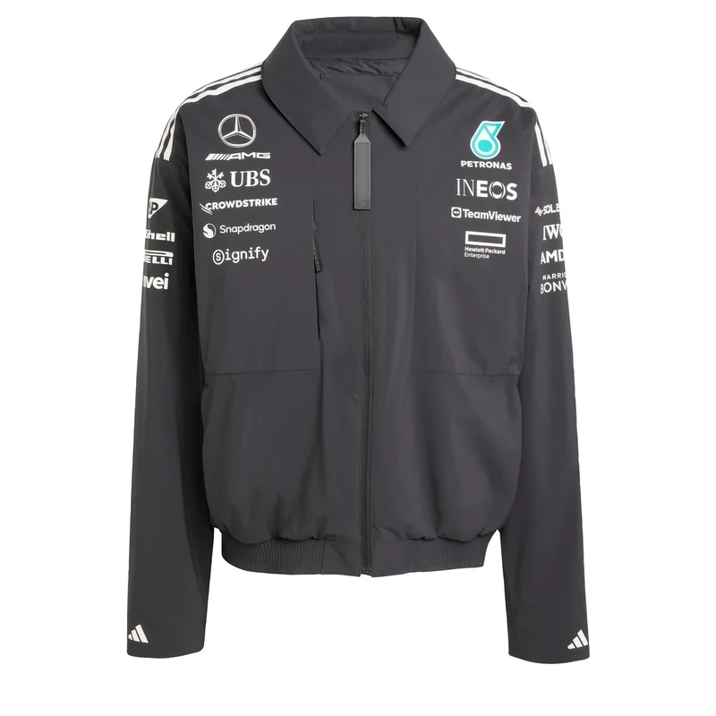adidas Men's MERCEDES - AMG PETRONAS FORMULA ONE TEAM TEAM JACKET MEN, Black/White, XL