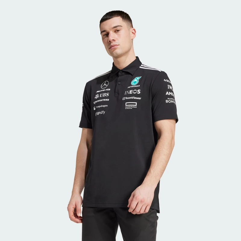 adidas Men's Mercedes - AMG Petronas Formula ONE Team Team Polo Black Men, Black/White, XS