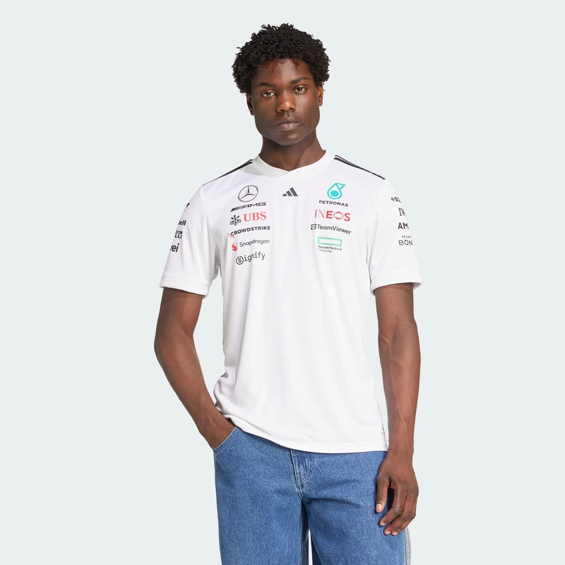 adidas Men's Mercedes - AMG Petronas Formula ONE Team Driver Jersey White Men, White/Black, XXL