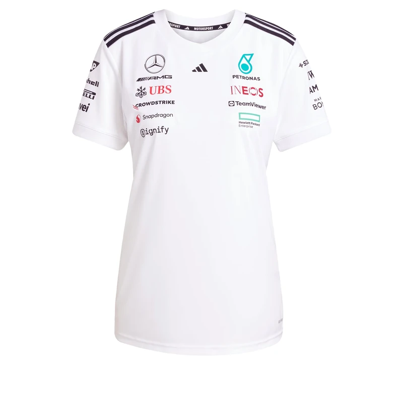 adidas Women's Mercedes - AMG Petronas Formula ONE Team Driver Jersey White Women, White/Black, S