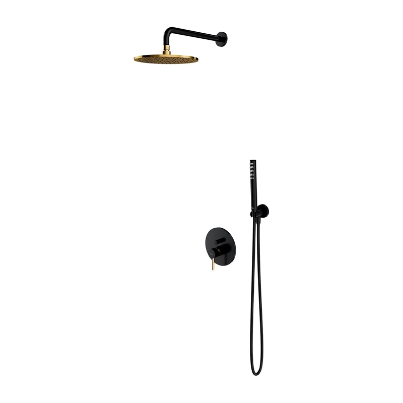Omnires SYSY18BLGL Bathroom Shower System which is Mount Under The Plaster Y-black/gold-SYSY18BLGL, Black/Gold