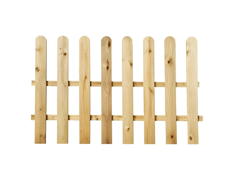 Picket Fence Panel | Natural Garden Wood Fence | Rounded Picket Pressure Treated Fence | Hand Built Length for Garden Security (4FT (L) X 3FT (H))