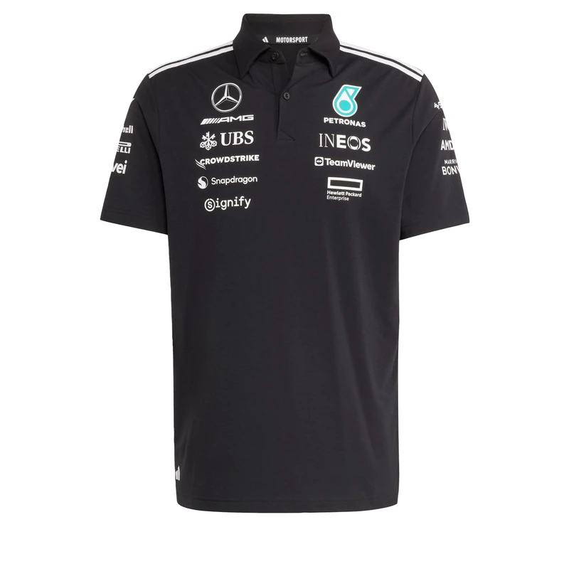 adidas Men's Mercedes - AMG Petronas Formula ONE Team Team Polo Black Men, Black/White, L