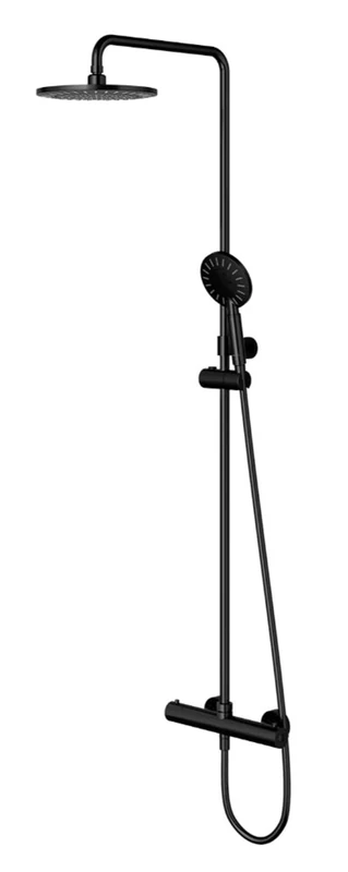Omnires Y1244NBL Bathroom Thermostatic Shower System which is Mount on The Plaster Uni-black-Y1244NBL, Black