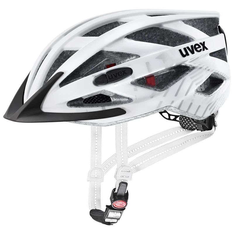 uvex city i-vo - lightweight city helmet for women and men - individually adjustable fit - includes LED light - white-black matt - 52-57 cm