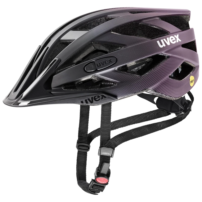uvex i-vo cc MIPS - lightweight all-round helmet for women and men - MIPS system - expandable with LED light - black-plum matt - 52-57 cm