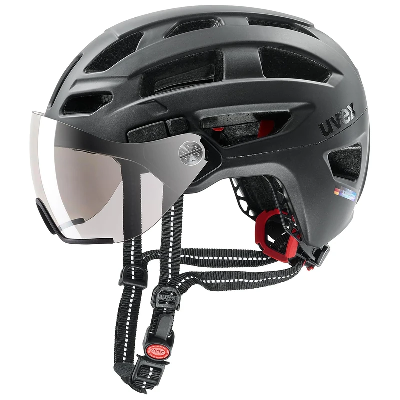 uvex finale visor - safe city helmet for women and men - filter category 1 - includes LED light - black matt - 52-57 cm