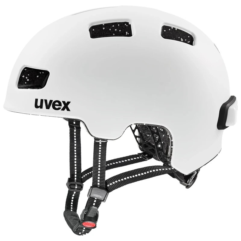 uvex city 4 - lightweight city helmet for women and men - individually adjustable fit - includes LED light - white skyfall matt - 55-58 cm